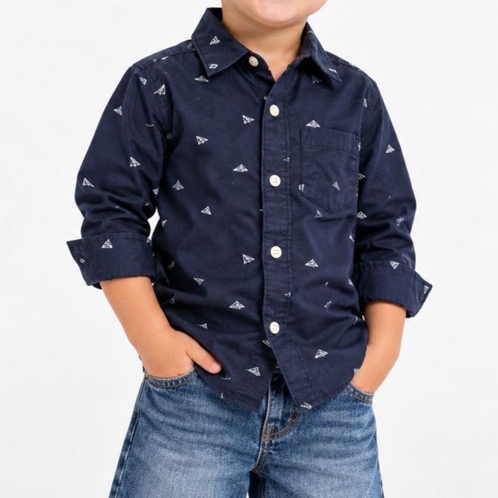 🔥 5 for $30 🔥 Carter’s Boys Paper Airplane Button Down Navy Shirt | Size 3T